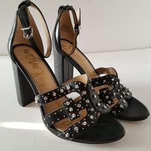 Sam Edelman Sandals Womens Size 6.5 Black Studded Yasha Block Heel